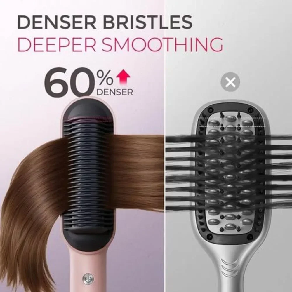 TYMO Hair Straightener Brush, 2-in-1 Straightening Brush & Hot Comb
